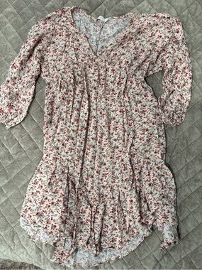 Maternity Dress Cream Floral Tiered Dress